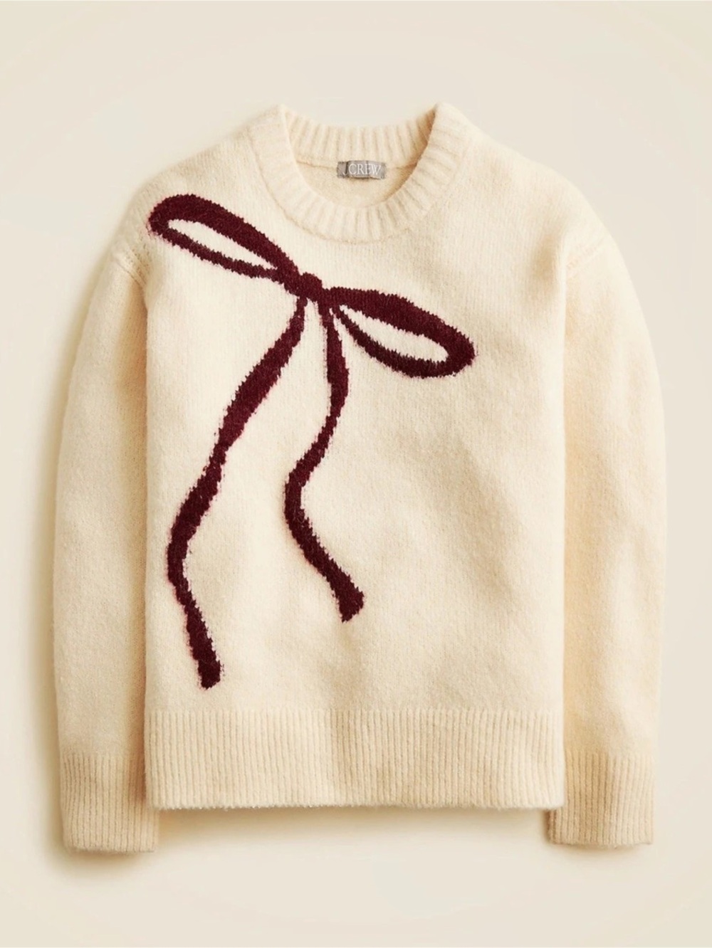J.CREW Bow Sweater Cream & Burgundy